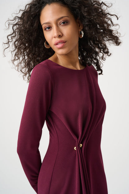 Joseph Ribkoff Crepe Draped Front Dress Elderberry