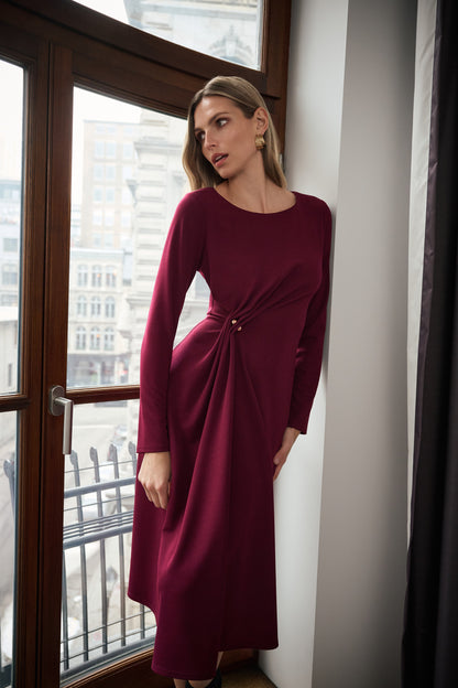 Joseph Ribkoff Crepe Draped Front Dress Elderberry