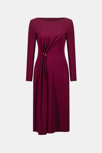 Joseph Ribkoff Crepe Draped Front Dress Elderberry
