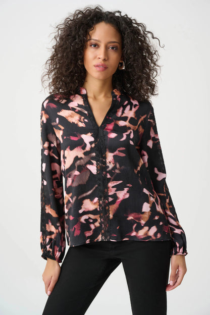 Joseph Ribkoff Abstract Print Blouse-Black/Multi