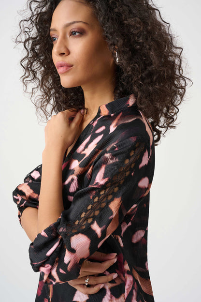 Joseph Ribkoff Abstract Print Blouse-Black/Multi