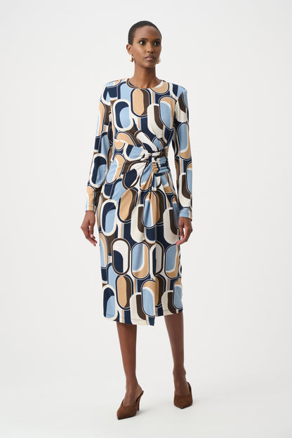 Joseph Ribkoff Silky Knit Wrap Dress Off-White/Multi