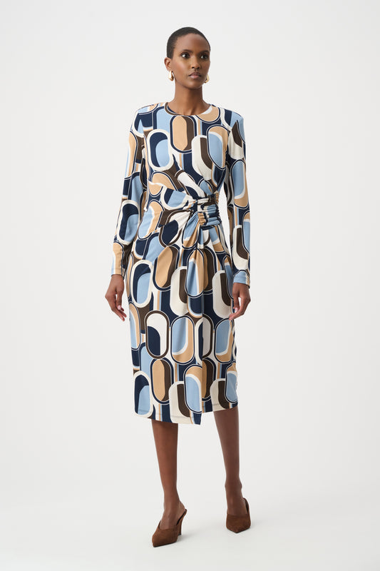 Joseph Ribkoff Silky Knit Wrap Dress Off-White/Multi