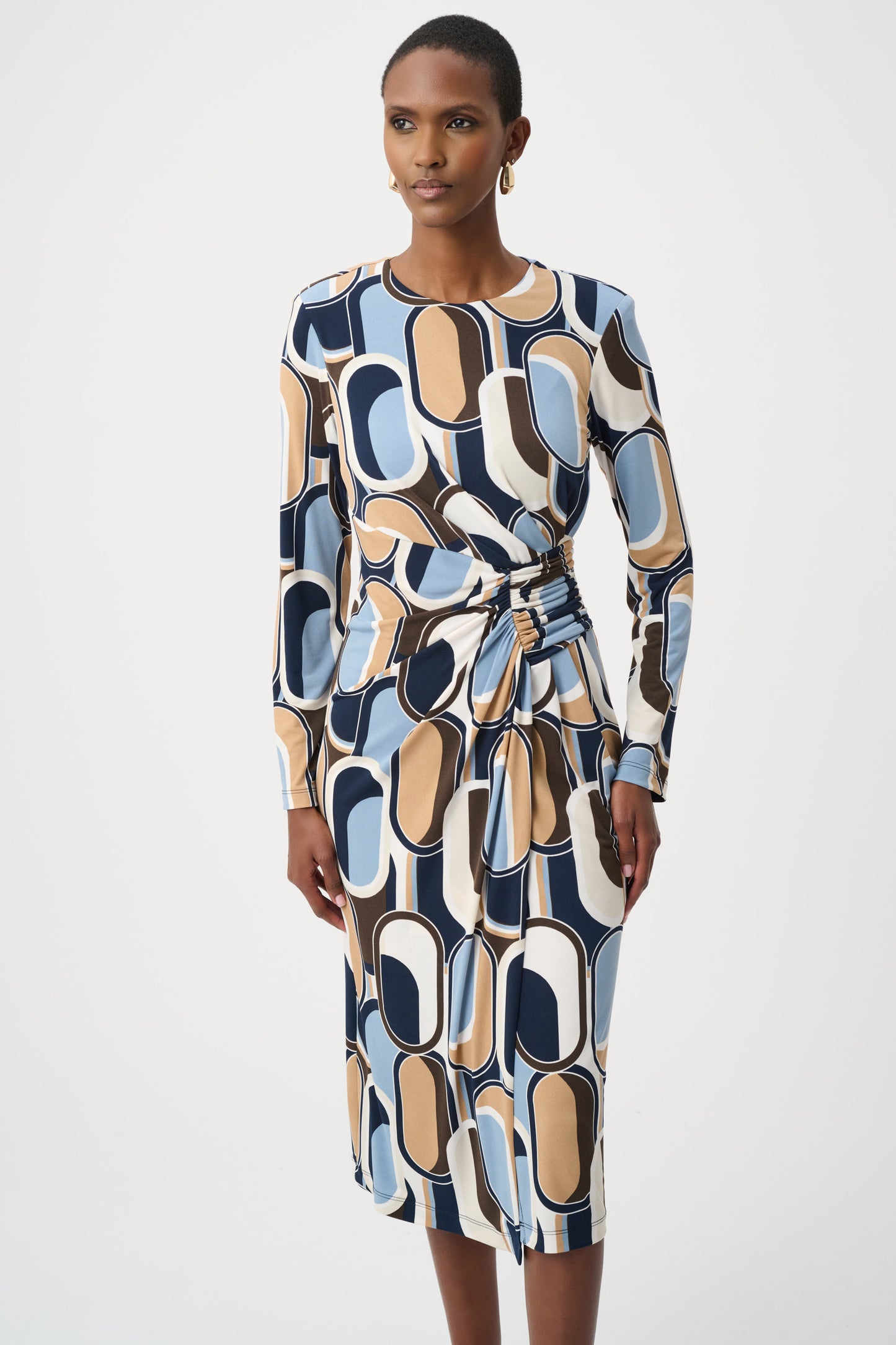 Joseph Ribkoff Silky Knit Wrap Dress Off-White/Multi