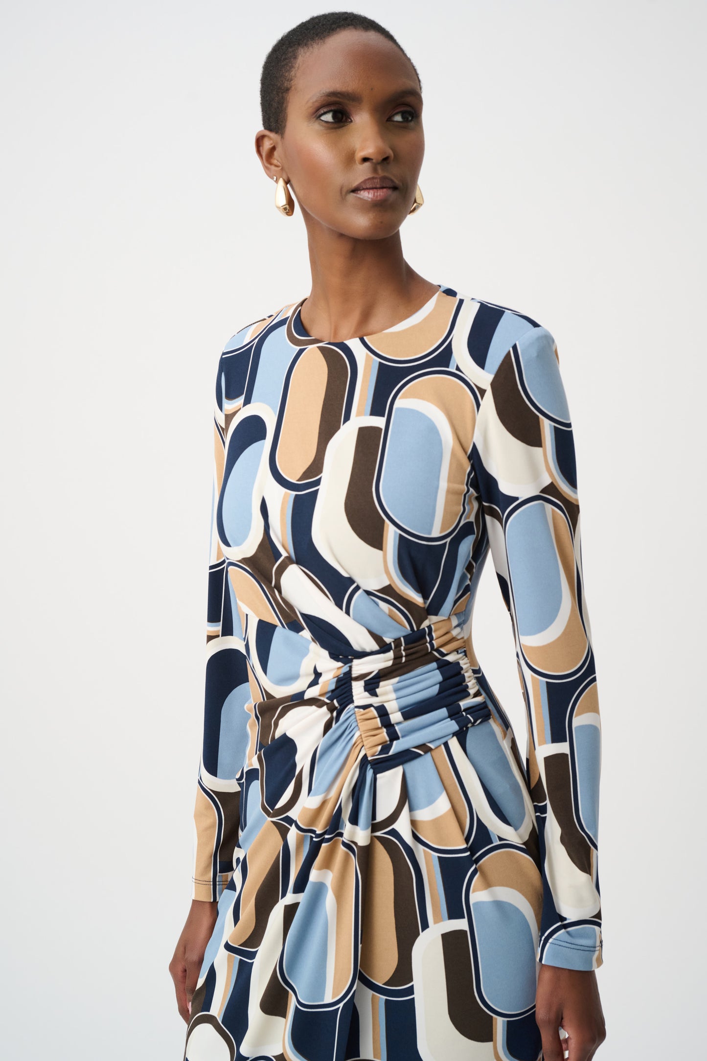 Joseph Ribkoff Silky Knit Wrap Dress Off-White/Multi
