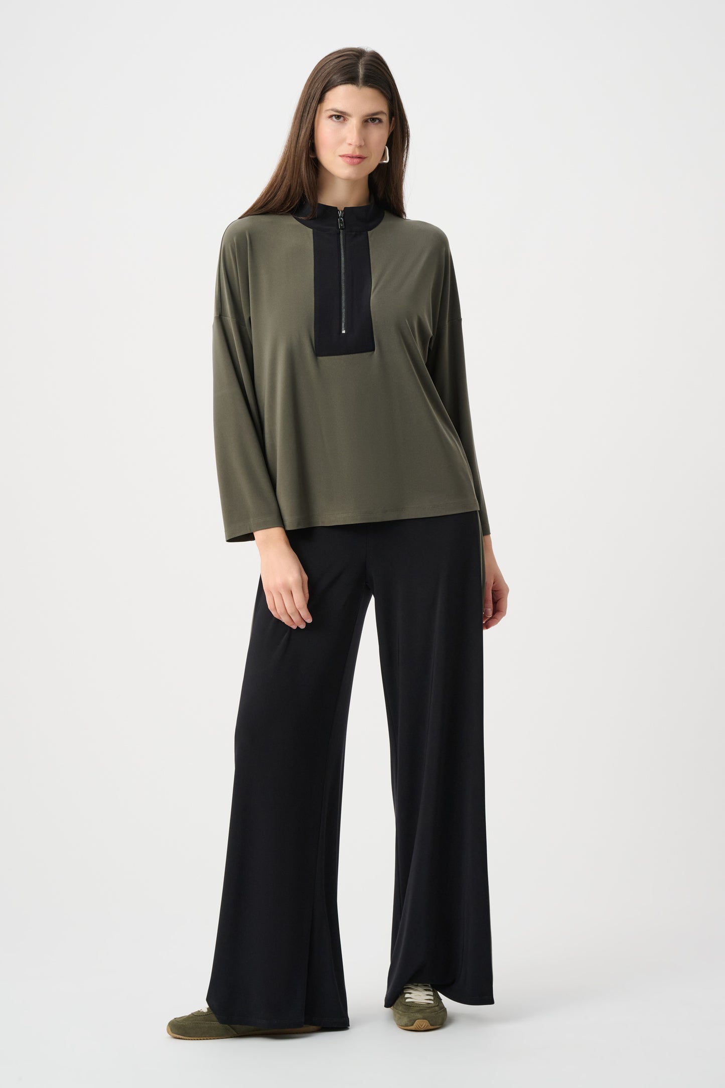 Joseph Ribkoff Colour Block Top Avocado/Black