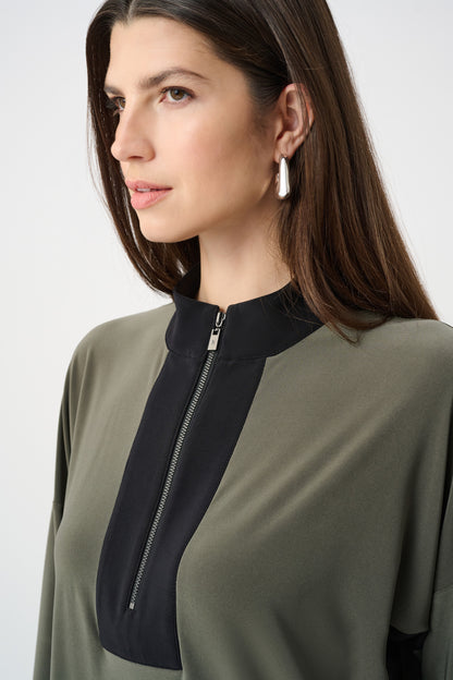 Joseph Ribkoff Colour Block Top Avocado/Black