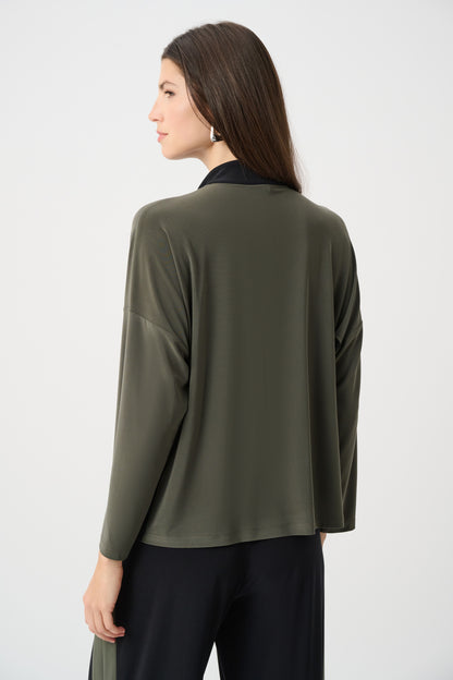 Joseph Ribkoff Colour Block Top Avocado/Black