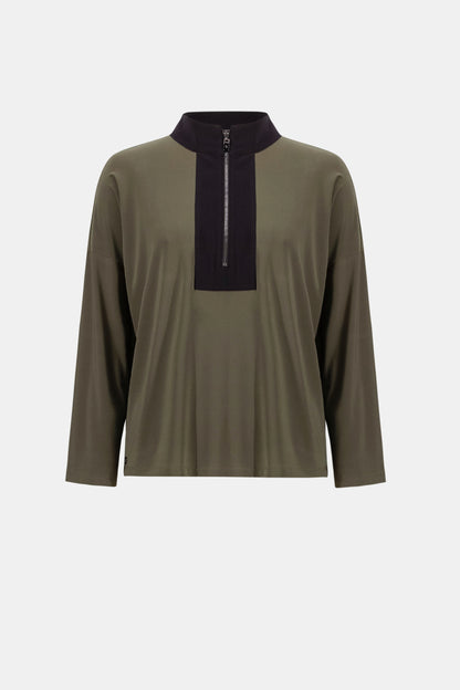 Joseph Ribkoff Colour Block Top Avocado/Black