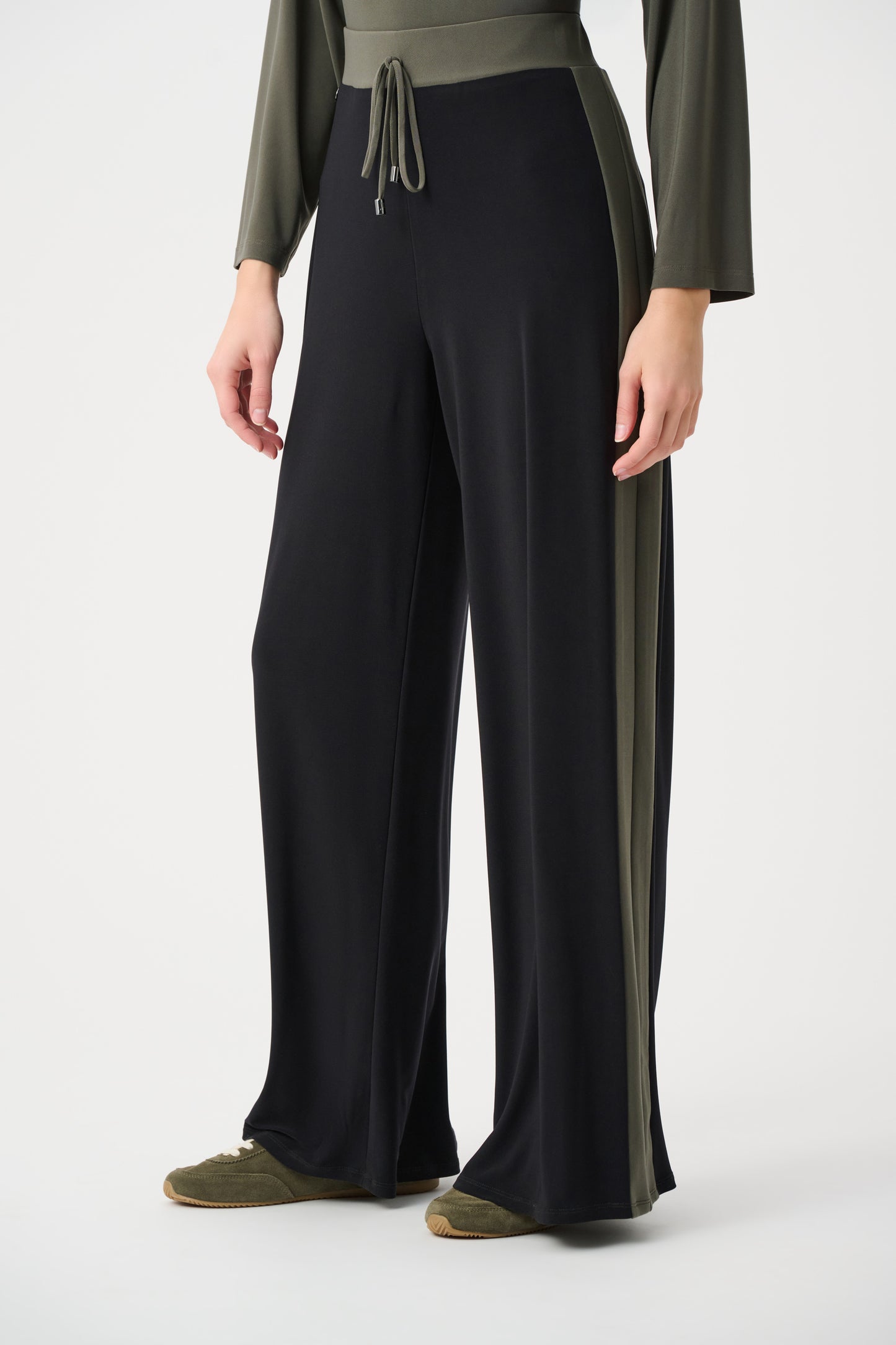 Joseph Ribkoff Colour Block Pull-On Trousers Black/Avocado