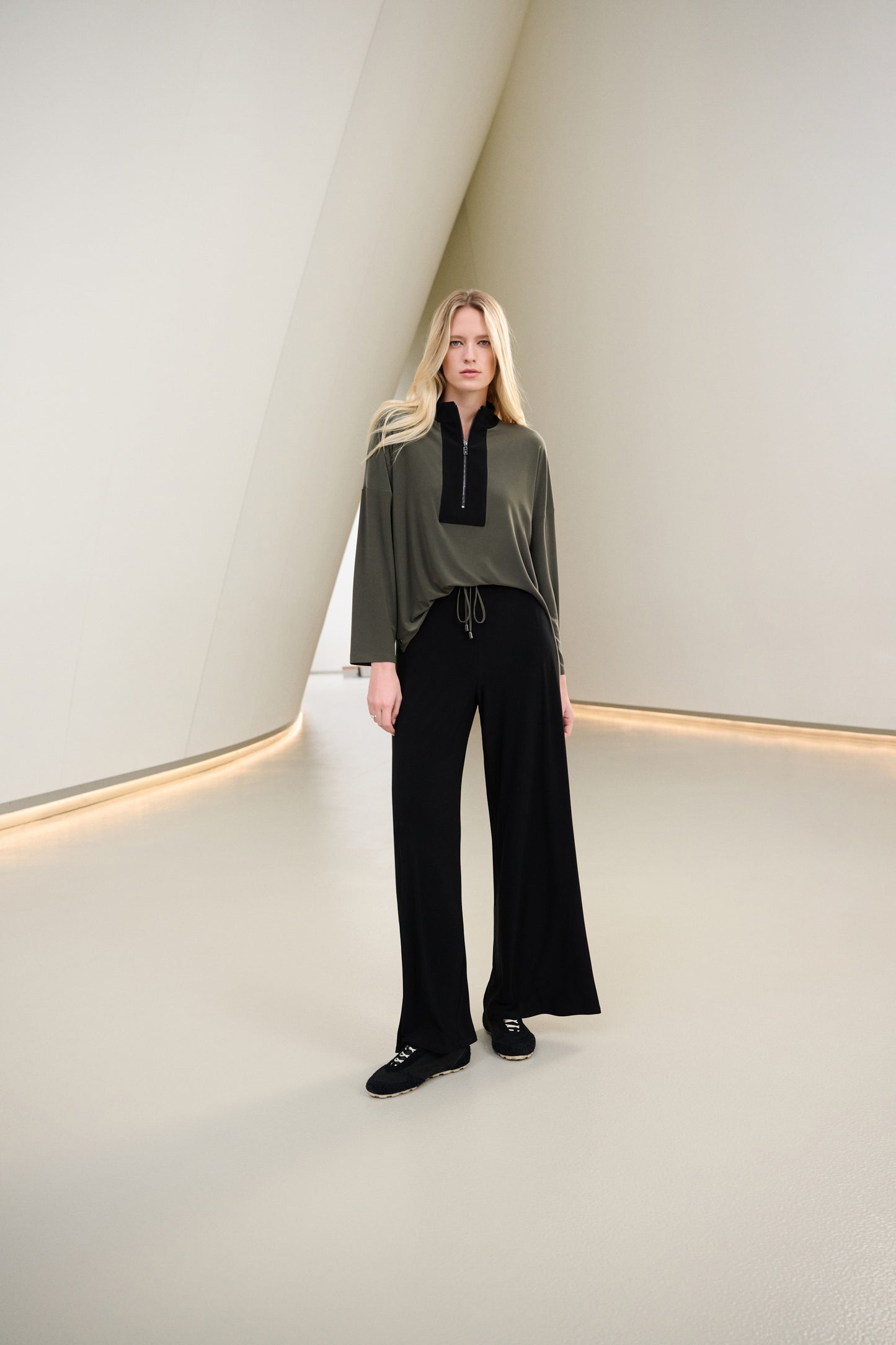 Joseph Ribkoff Colour Block Pull-On Trousers Black/Avocado