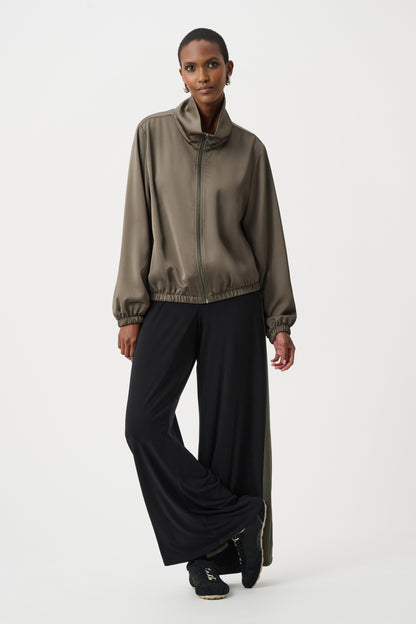 Joseph Ribkoff Satin Bomber Jacket Avocado