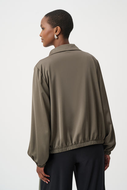 Joseph Ribkoff Satin Bomber Jacket Avocado