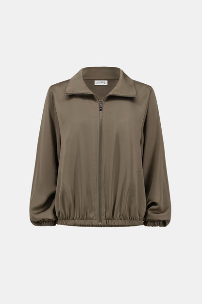 Joseph Ribkoff Satin Bomber Jacket Avocado