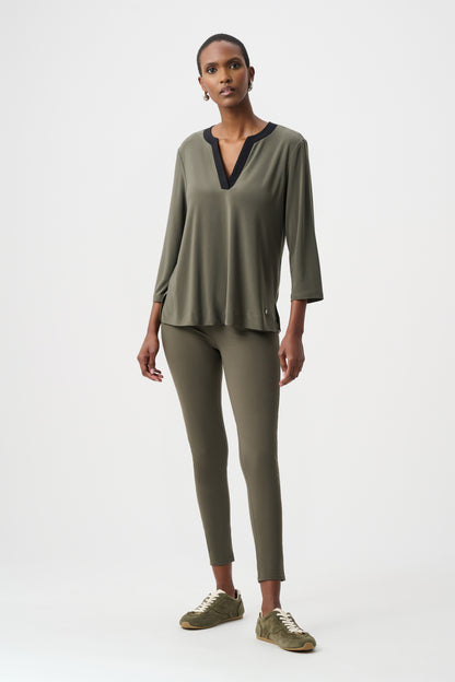 Joseph Ribkoff Colour Block Straight Top Avocado/Black