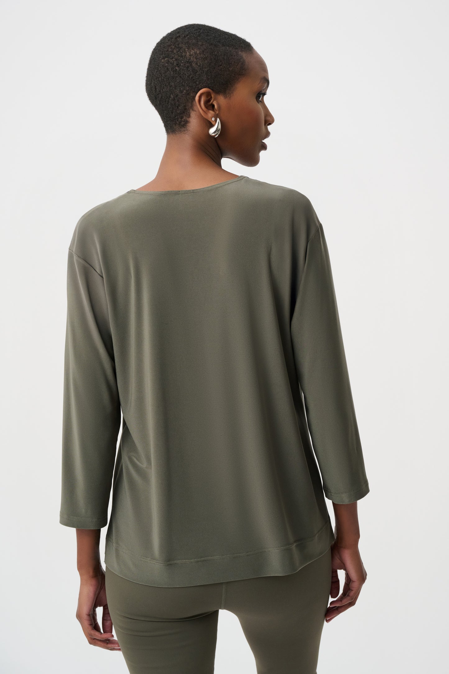 Joseph Ribkoff Colour Block Straight Top Avocado/Black