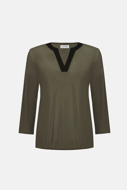 Joseph Ribkoff Colour Block Straight Top Avocado/Black