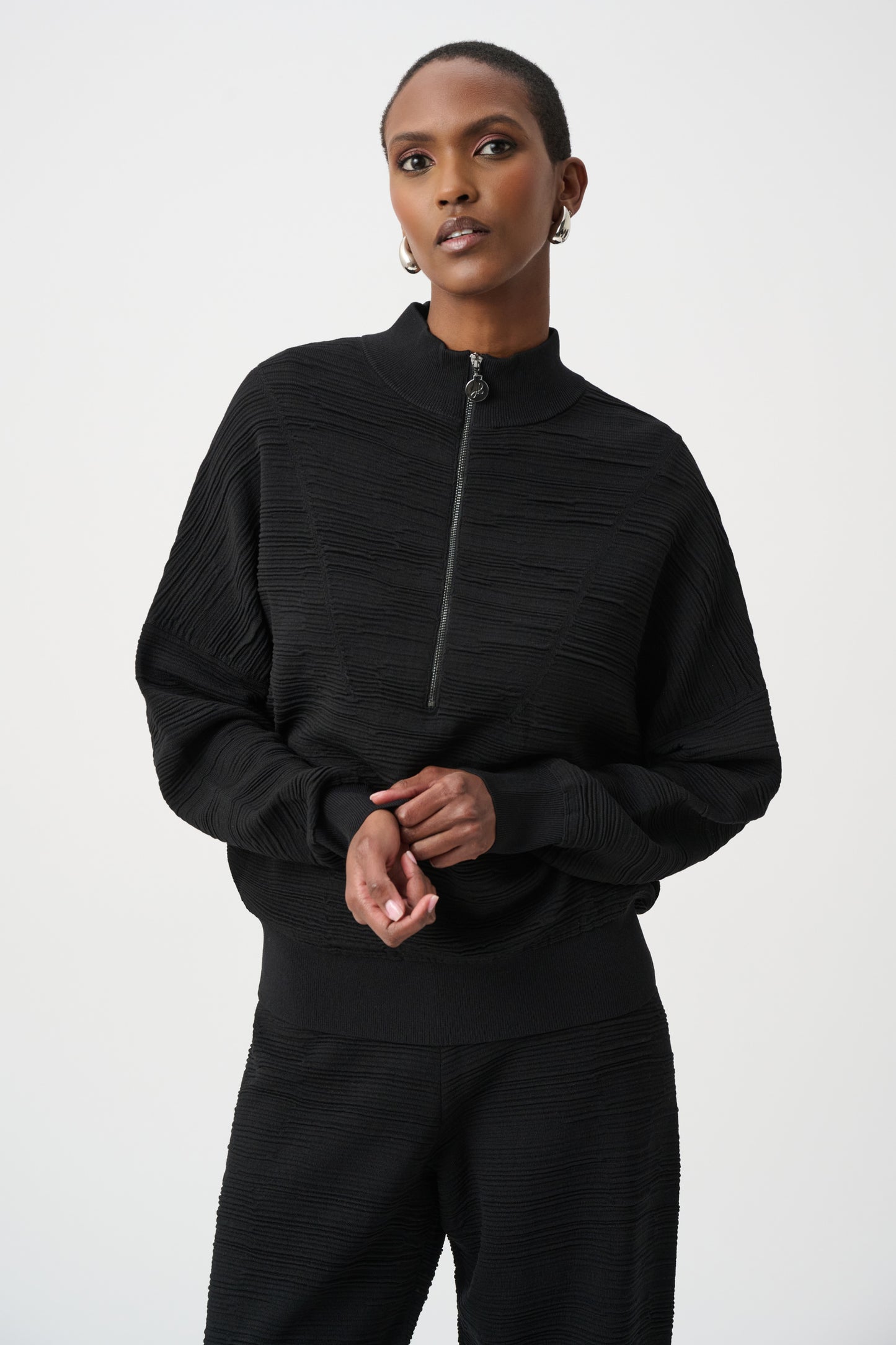 Joseph Ribkoff Half Zip Cocoon Sweater Black