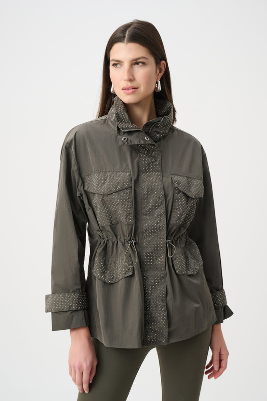Joseph Ribkoff Mock-Neck Embellished Jacket-Avocado