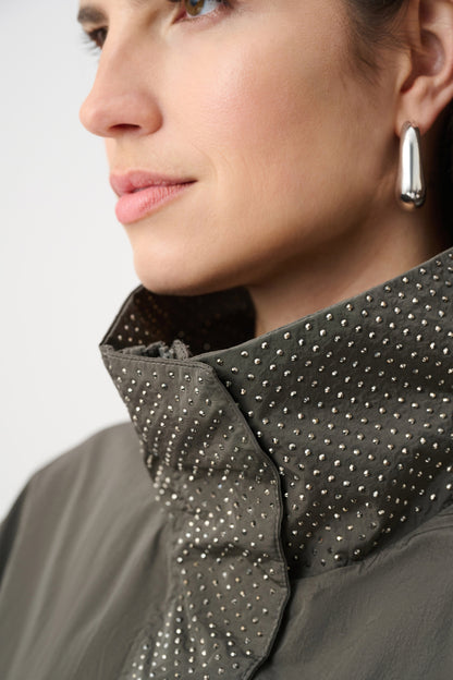 Joseph Ribkoff Mock-Neck Embellished Jacket-Avocado