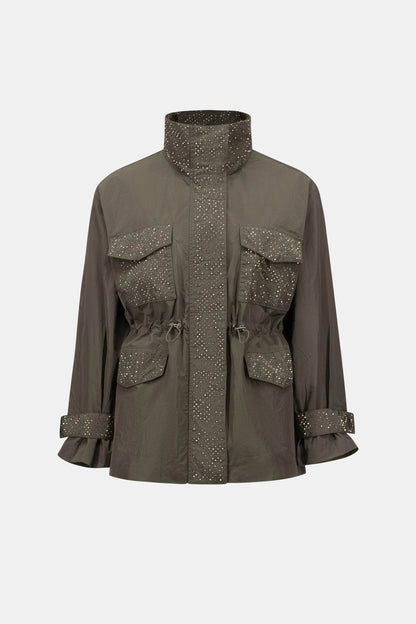 Joseph Ribkoff Mock-Neck Embellished Jacket-Avocado