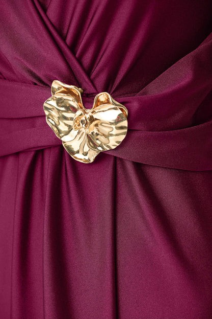 Joseph Ribkoff Wrap Ruched Waist Dress-Berry Burst