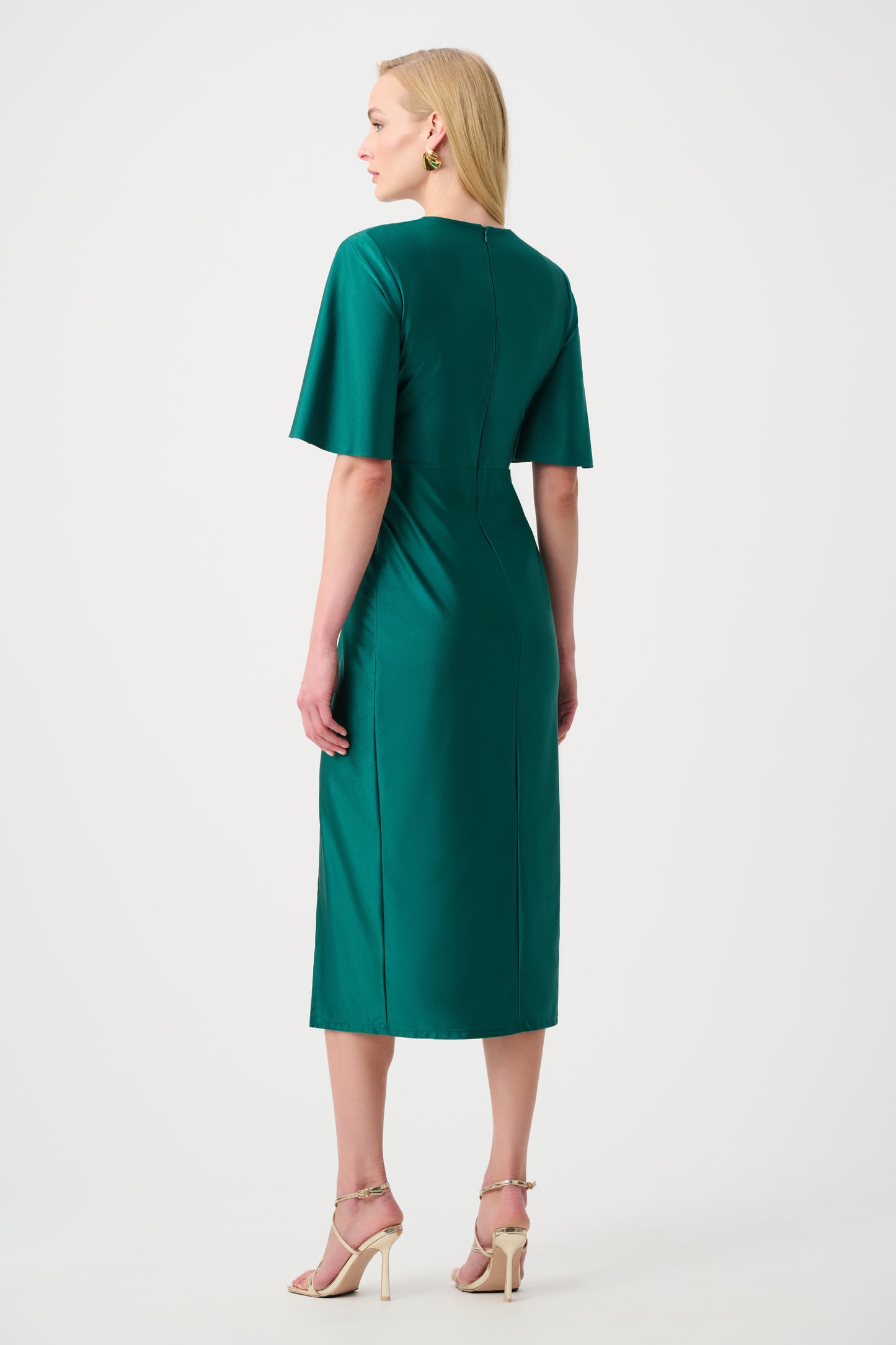 Joseph Ribkoff Wrap Ruched Waist Dress Opulent Green