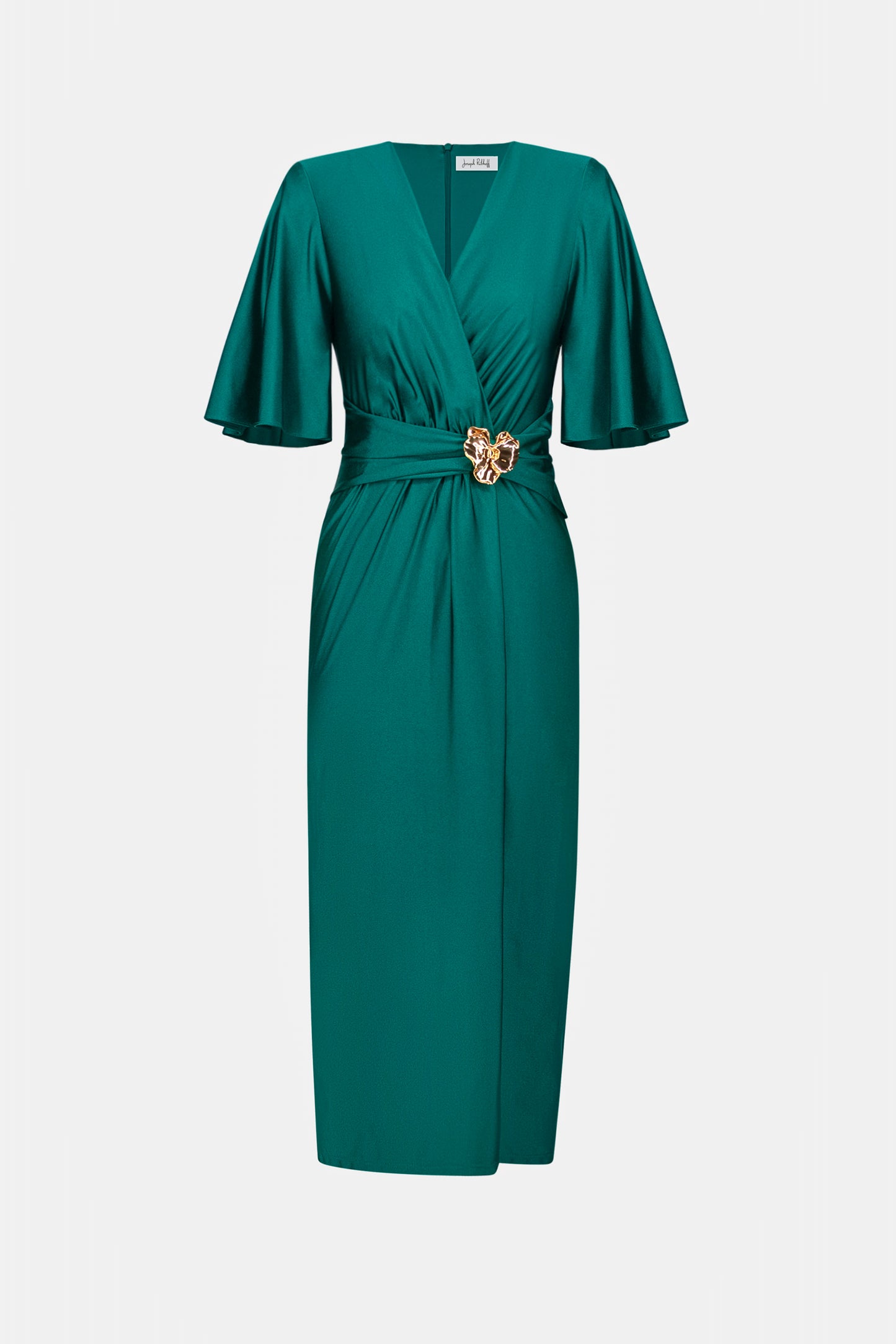 Joseph Ribkoff Wrap Ruched Waist Dress Opulent Green