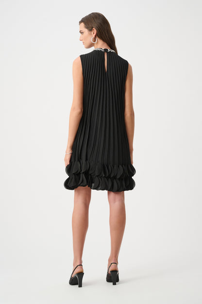 Joseph Ribkoff  Pleated Embellished A-Line Dress Black