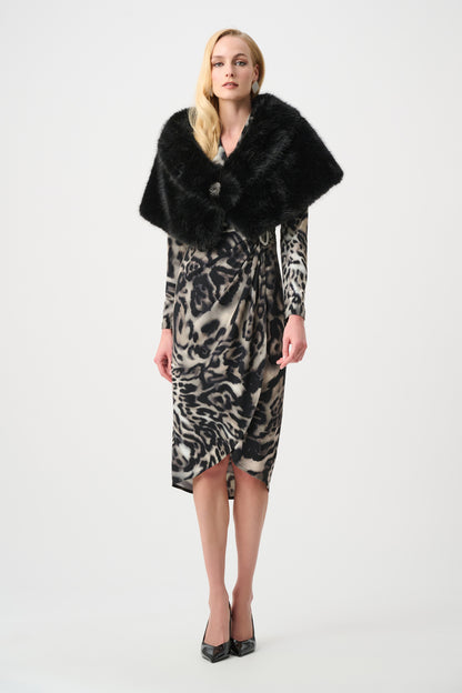 Joseph Ribkoff Faux Fur Collar Stole Black