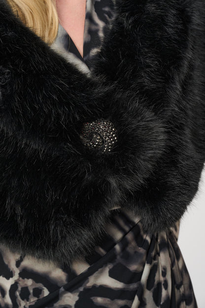 Joseph Ribkoff Faux Fur Collar Stole Black