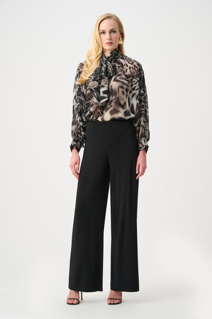Joseph Ribkoff Animal Print Bow Blouse Grey/Multi
