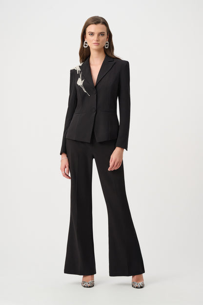 Joseph Ribkoff Rhinestone Appliqué Blazer Black