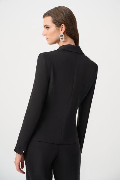 Joseph Ribkoff Rhinestone Appliqué Blazer Black