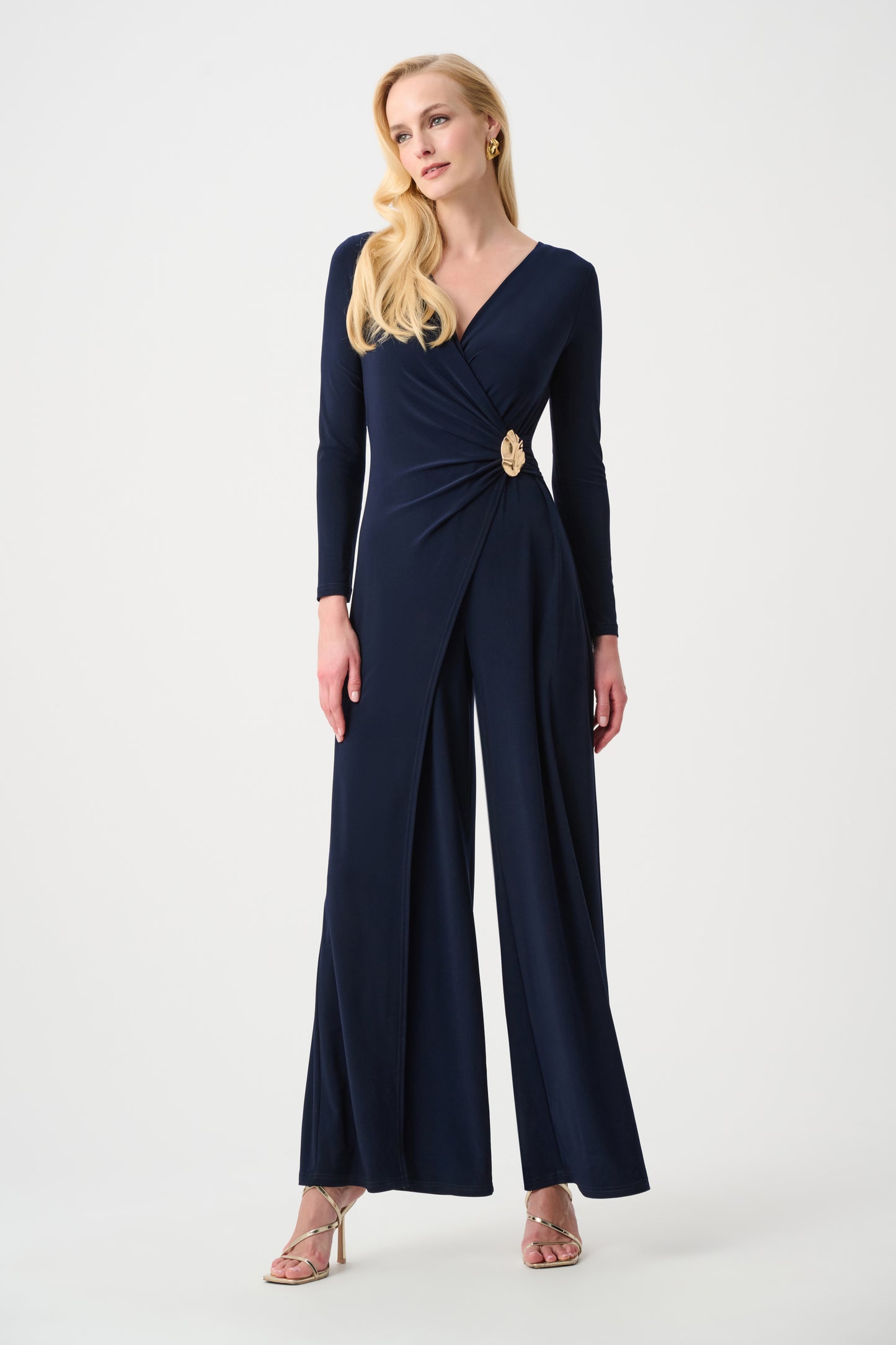 Joseph Ribkoff Wide Leg Wrap Jumpsuit Midnight Blue