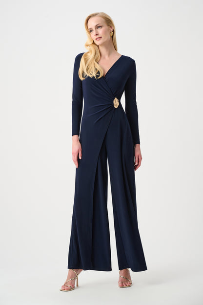 Joseph Ribkoff Wide Leg Wrap Jumpsuit Midnight Blue