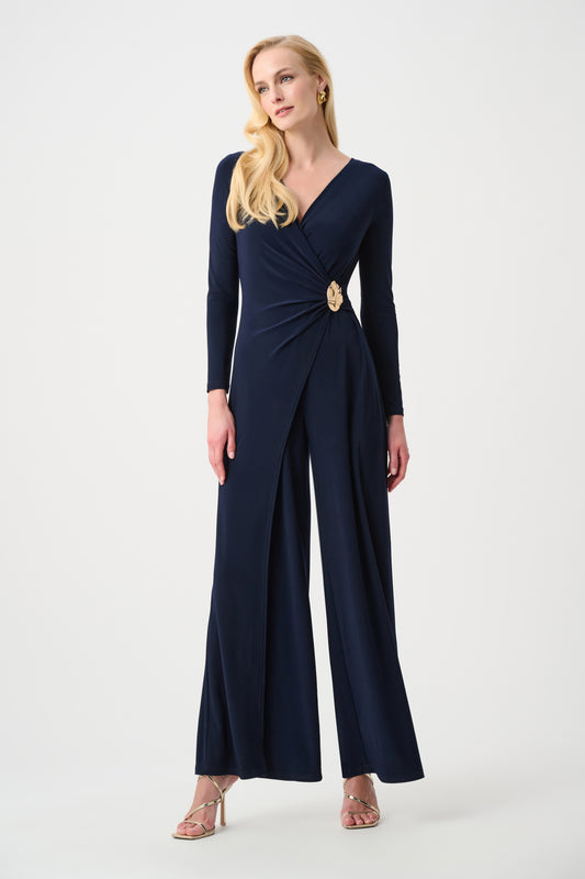 Joseph Ribkoff Wide Leg Wrap Jumpsuit Midnight Blue