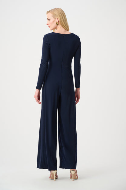 Joseph Ribkoff Wide Leg Wrap Jumpsuit Midnight Blue