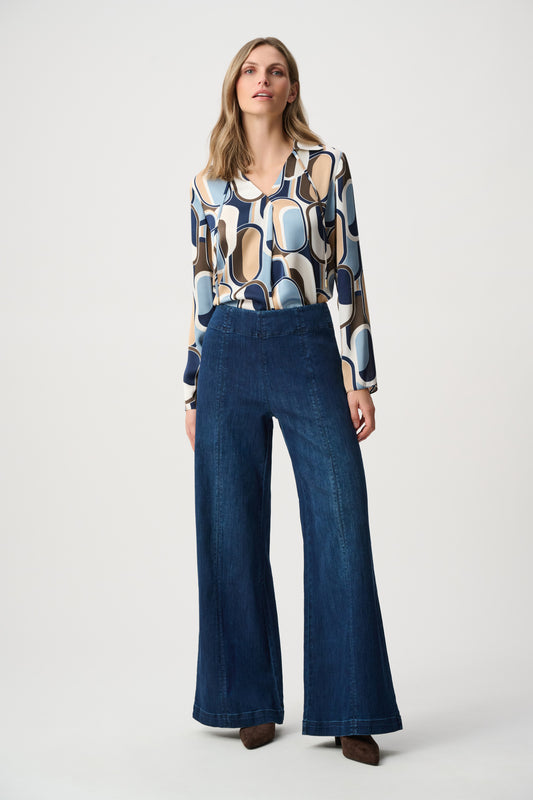 Joseph Ribkoff Pull-On Palazzo JeansDark Denim Blue