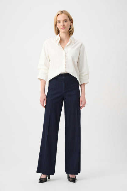 Joseph Ribkoff Chloe Wide Leg  Stretch Jeans Dark Denim Blue