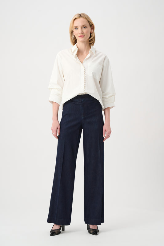 Joseph Ribkoff Chloe Wide Leg  Stretch Jeans Dark Denim Blue