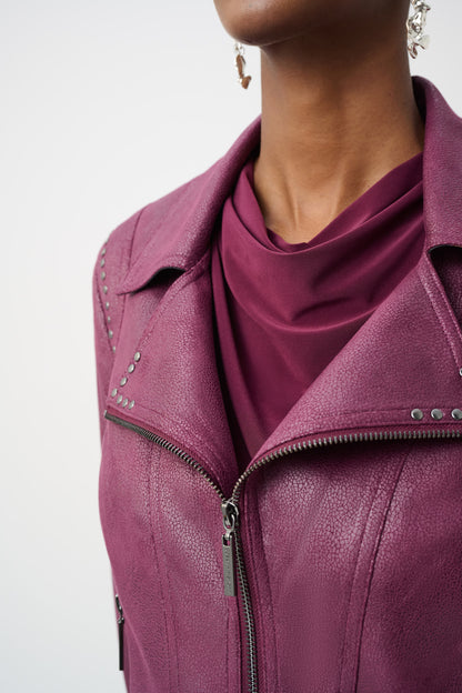 Joseph Ribkoff Foiled Faux Suede Jacket Elderberry