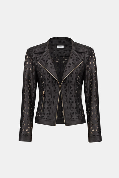 Joseph Ribkoff Foiled Faux Suede Mesh Jacket Black