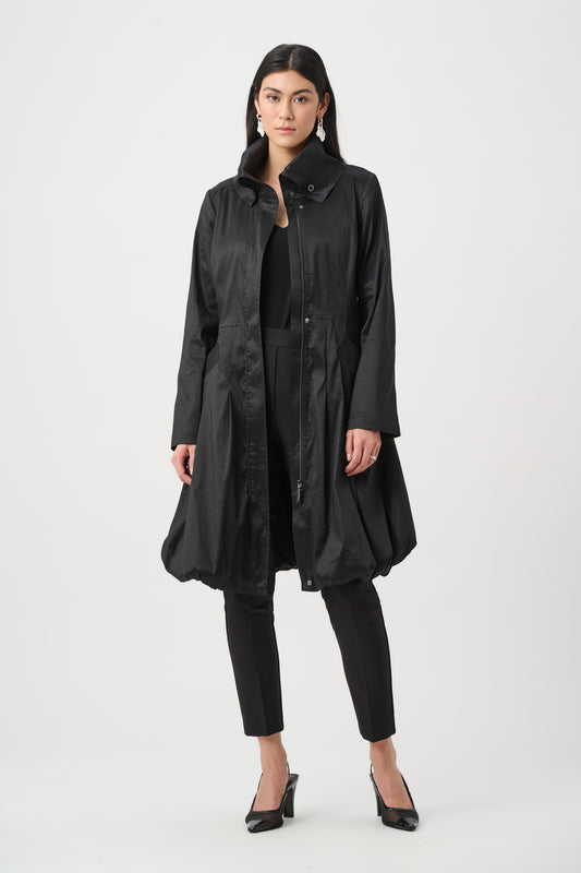 Joseph Ribkoff Taffeta Belted Balloon Coat Black