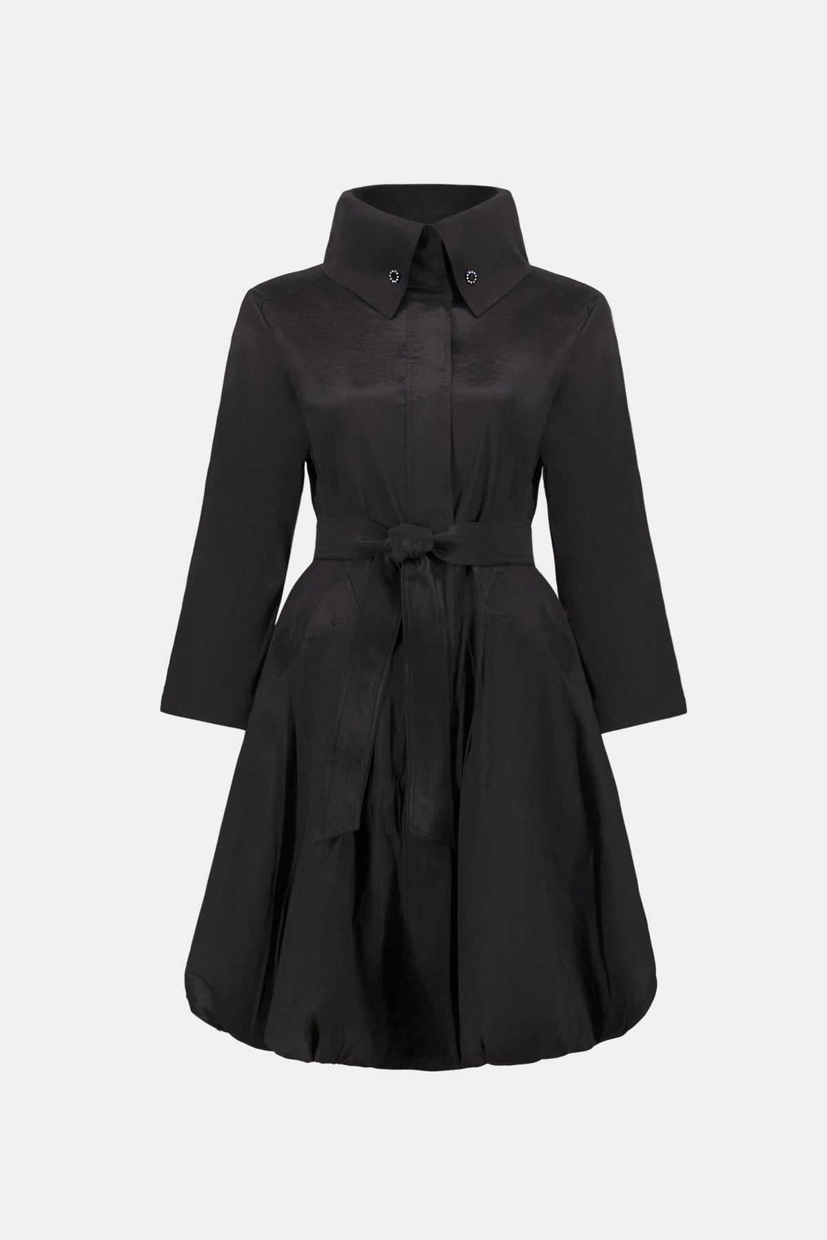 Joseph Ribkoff Taffeta Belted Balloon Coat Black