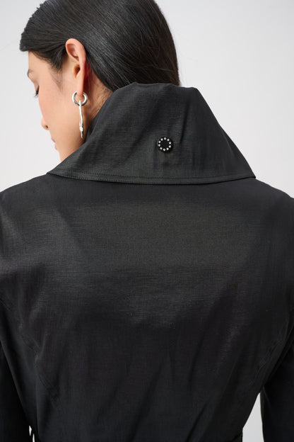 Joseph Ribkoff Taffeta Belted Balloon Coat Black