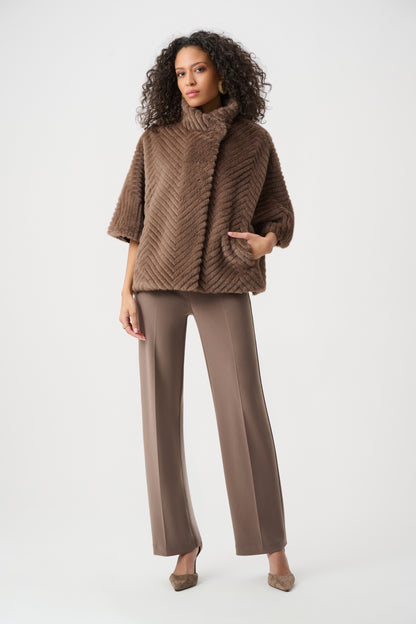 Joseph Ribkoff Faux Fur Cape-Style Jacket-Mink