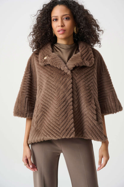Joseph Ribkoff Faux Fur Cape-Style Jacket-Mink