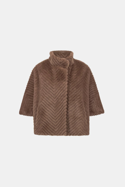 Joseph Ribkoff Faux Fur Cape-Style Jacket-Mink