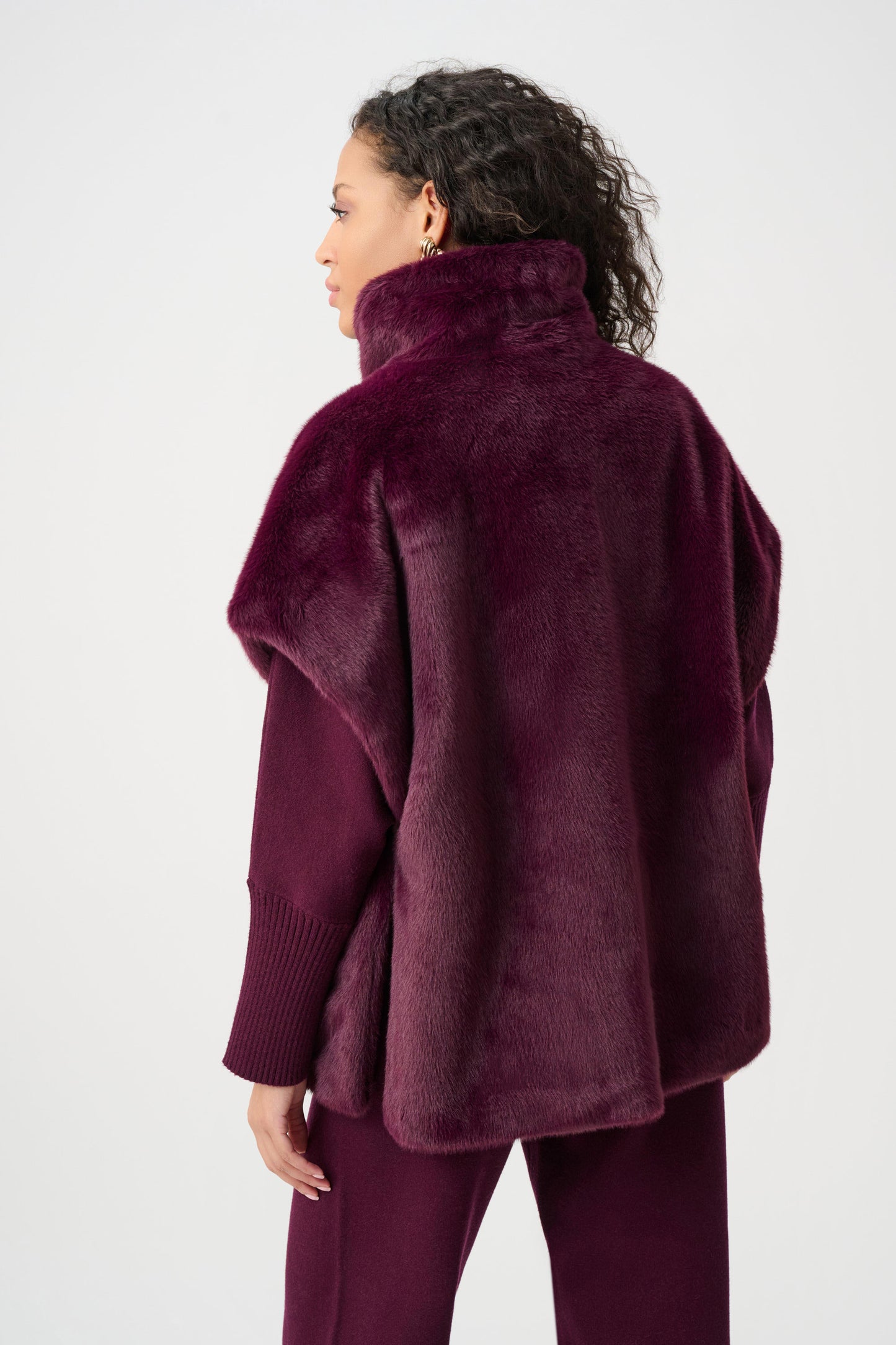 Joseph Ribkoff Faux Fur Funnel-Neck Vest-Elderberry